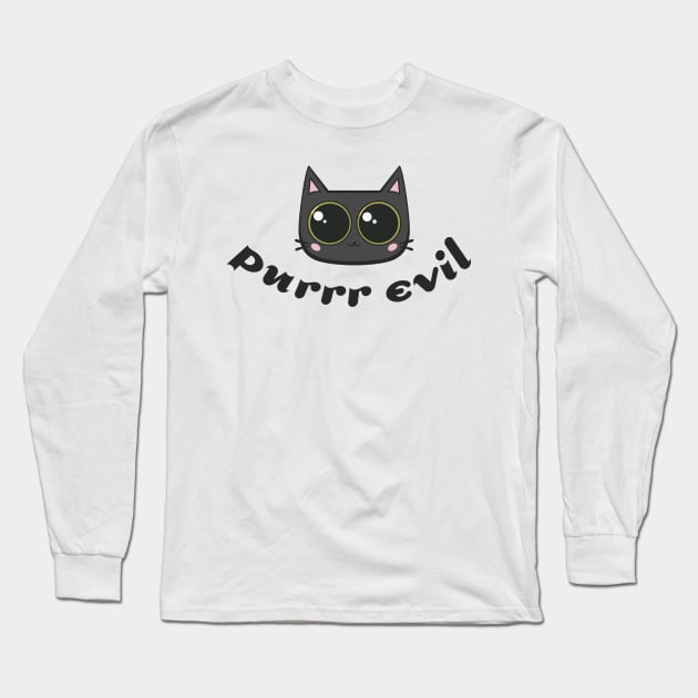 Purrr Evil Black Cat Long Sleeve T-Shirt by JBeasleyDesigns